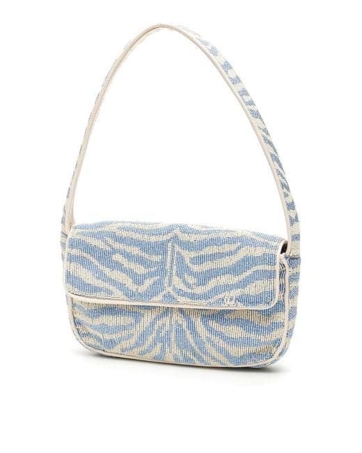 ZEBRA PATTERN EMBELLISHED SHOULDER BAG
