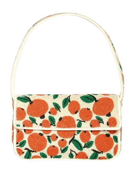 ORANGE DESIGN EMBELLISHED SHOULDER BAG