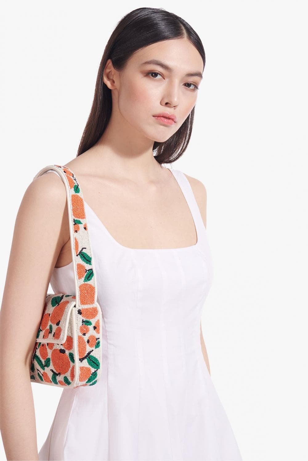 ORANGE DESIGN EMBELLISHED SHOULDER BAG