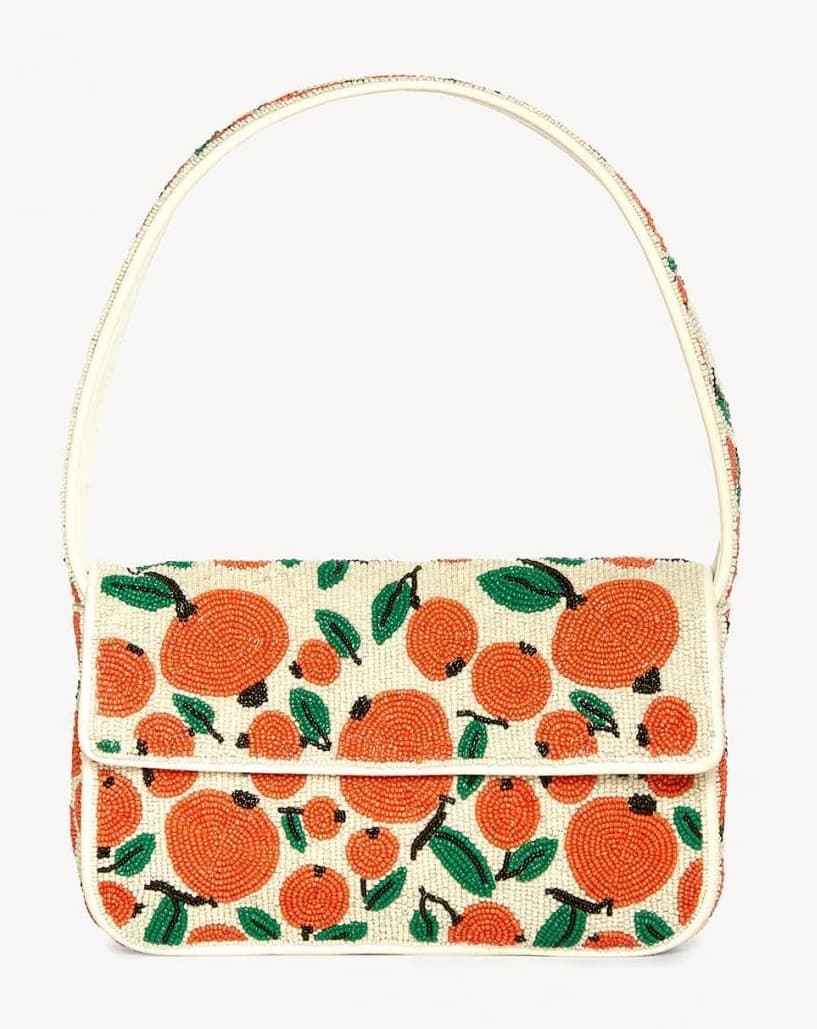 ORANGE DESIGN EMBELLISHED SHOULDER BAG