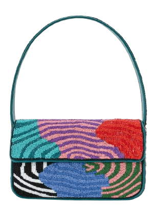 MULTI STRIPES  DESIGN EMBELLISHED SHOULDER BAG