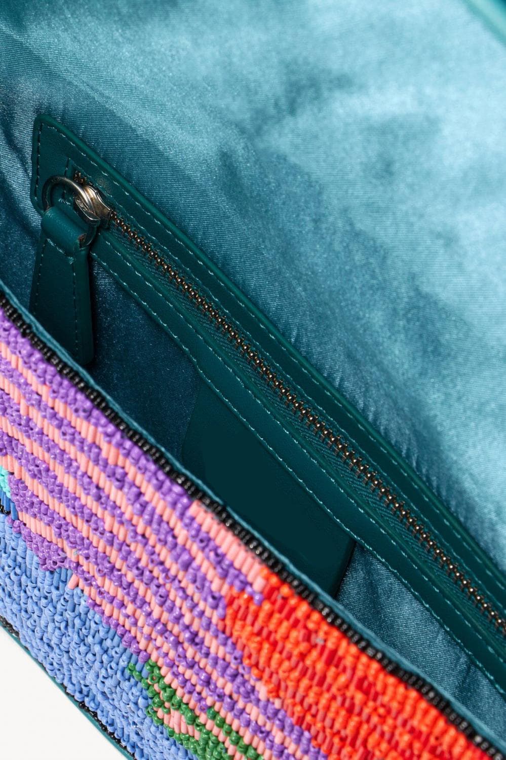 MULTI STRIPES  DESIGN EMBELLISHED SHOULDER BAG