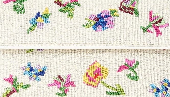 WHITE FLORAL  DESIGN EMBELLISHED SHOULDER BAG