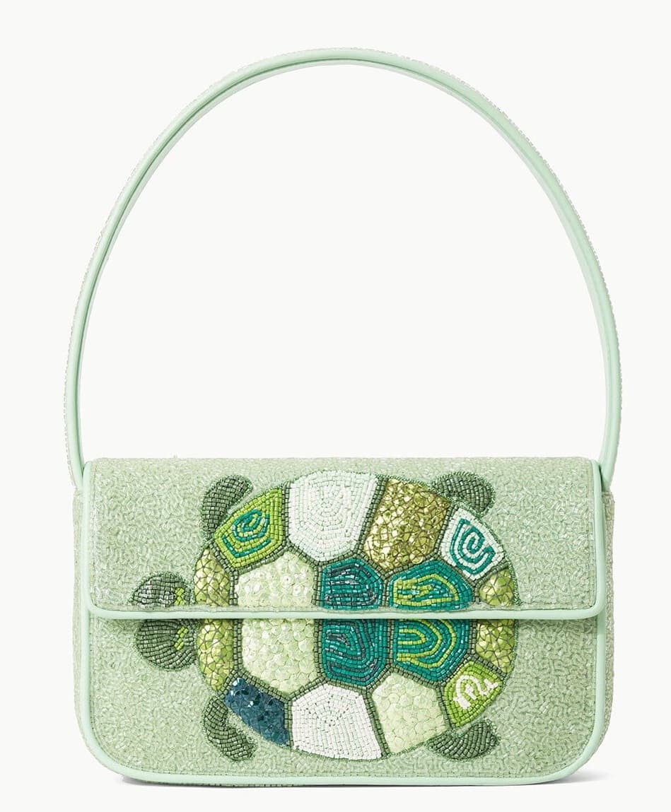 TURTLE DESIGN EMBELLISHED SHOULDER BAG