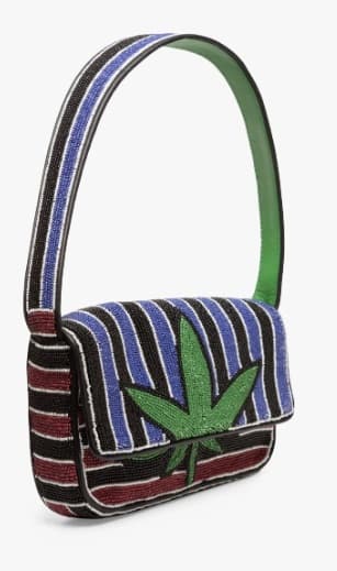 PALM LEAF DESIGN EMBELLISHED SHOULDER BAG