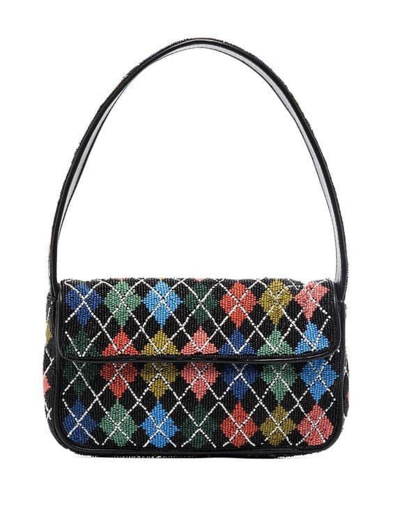 DIAMOND MULTI DESIGN EMBELLISHED SHOULDER BAG