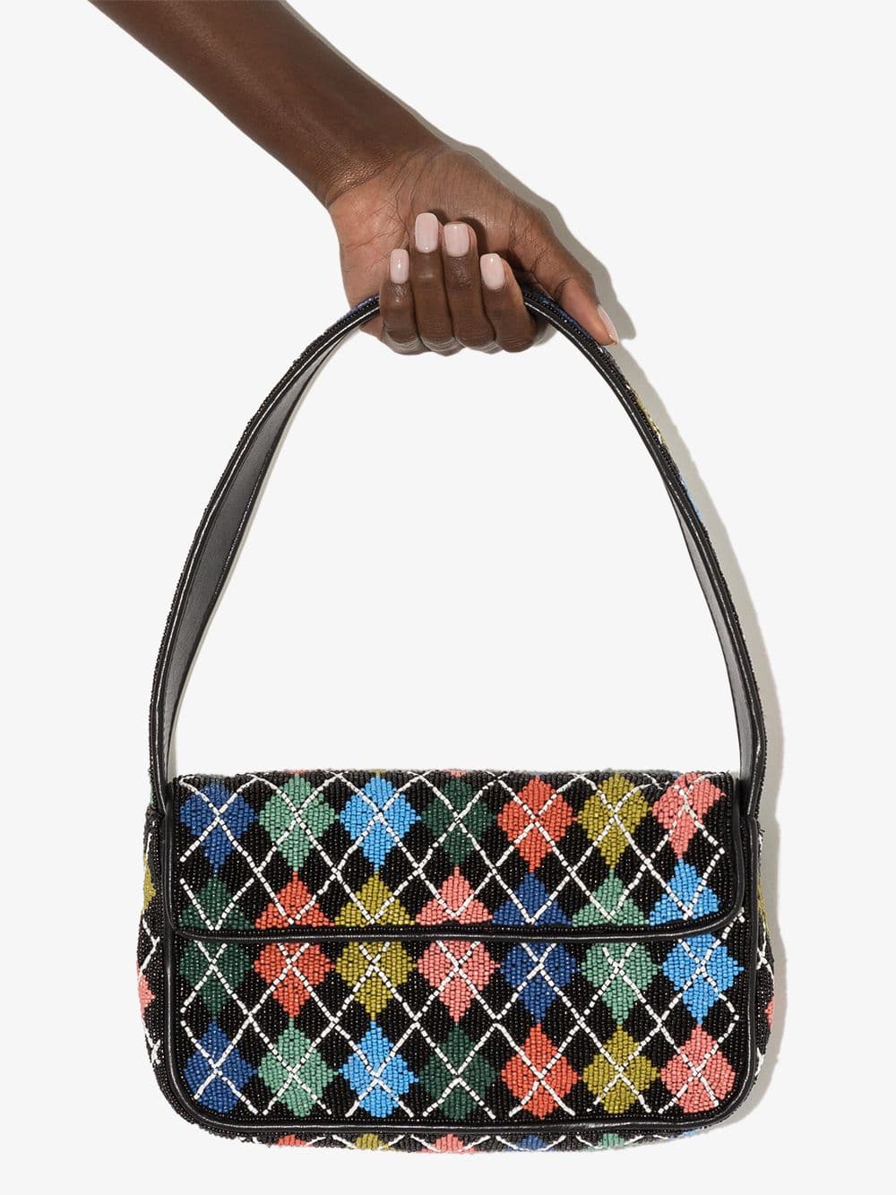 DIAMOND MULTI DESIGN EMBELLISHED SHOULDER BAG