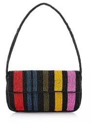 COLORFULL STRIPES EMBELLISHED SHOULDER BAG