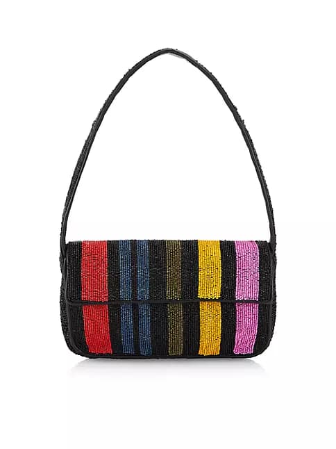 COLORFULL STRIPES EMBELLISHED SHOULDER BAG
