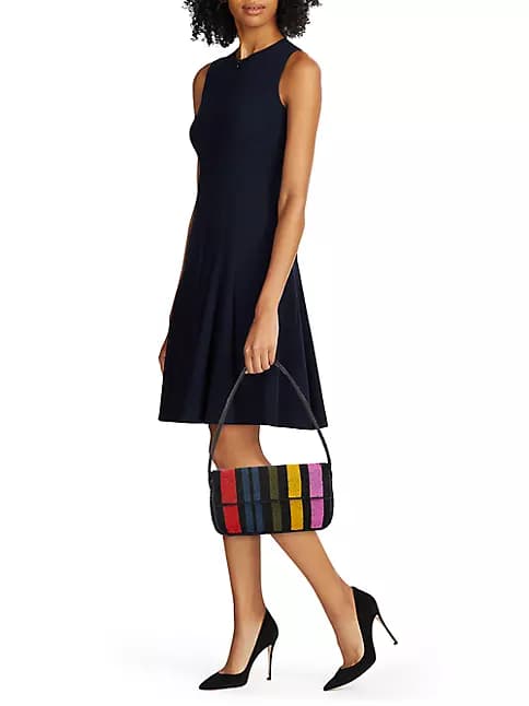 COLORFULL STRIPES EMBELLISHED SHOULDER BAG