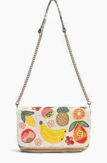 FRUITS DESIGN EMBELLISHED CLUTCH BAG