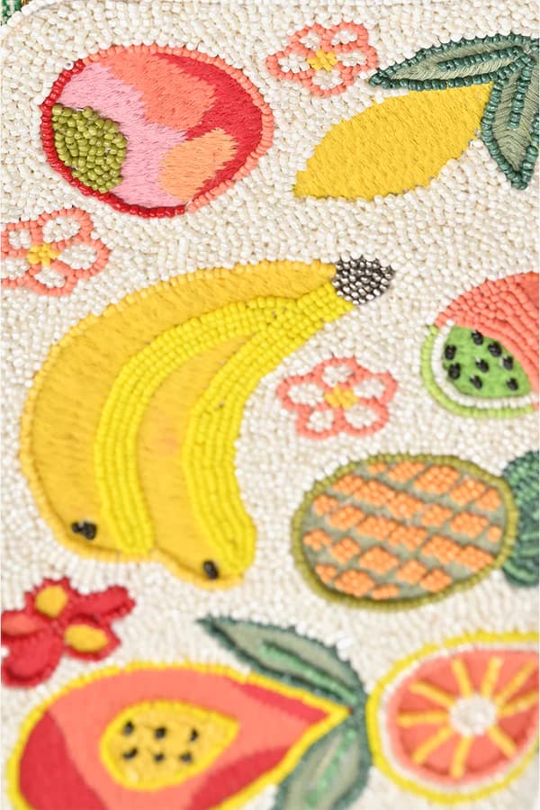 FRUITS DESIGN EMBELLISHED CLUTCH BAG