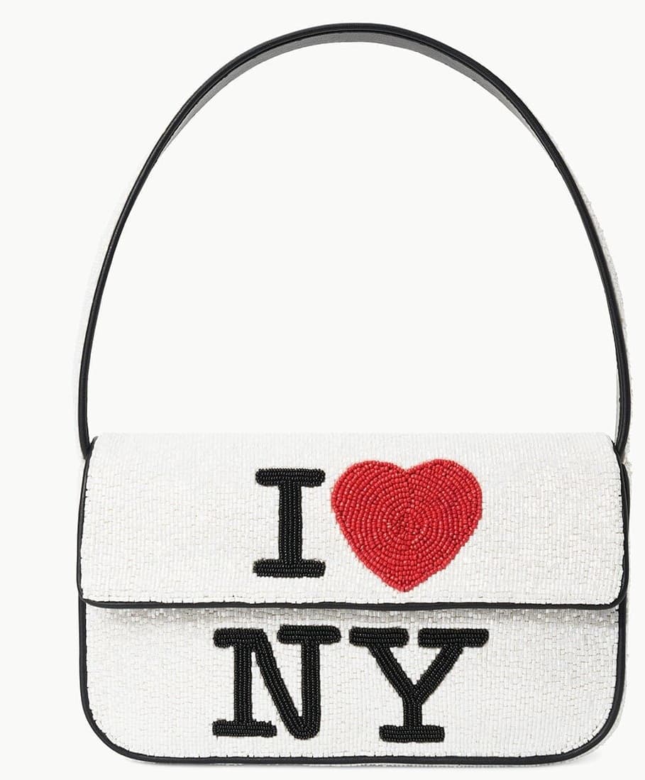 NY LUV EMBELLISHED SHOULDER BAG