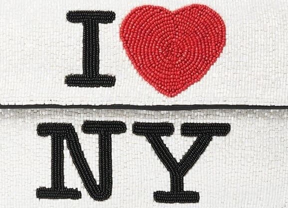 NY LUV EMBELLISHED SHOULDER BAG