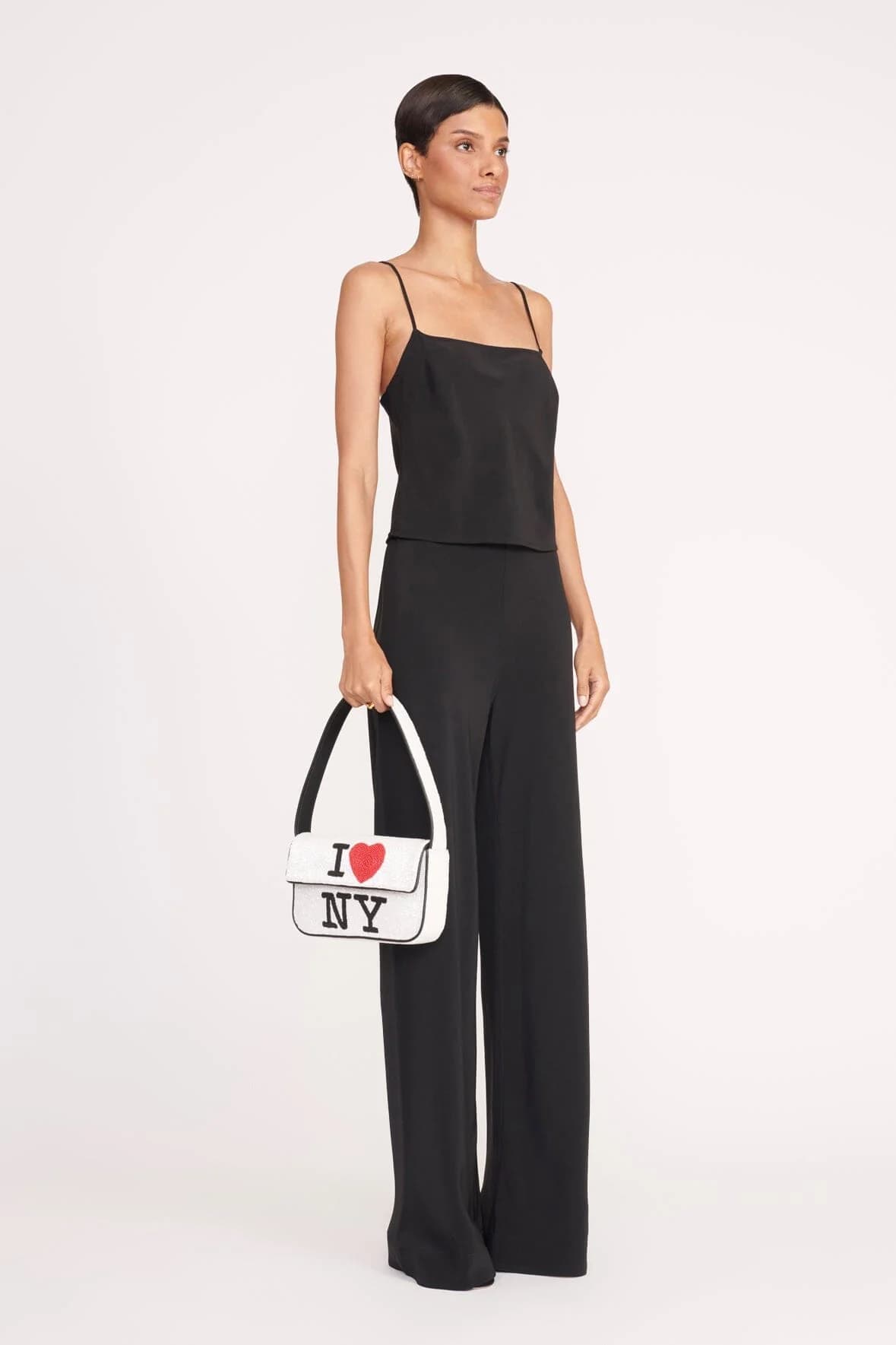 NY LUV EMBELLISHED SHOULDER BAG