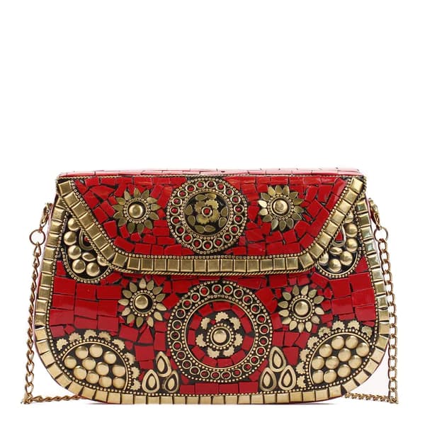 RED MOSAIC CLUTCH BAG