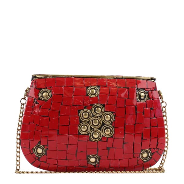 RED MOSAIC CLUTCH BAG