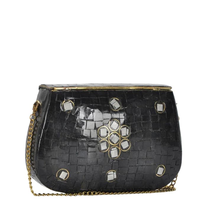 BLACK AND WHITE MOSAIC CLUTCH BAG
