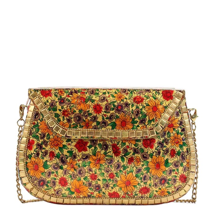 MULTI FLORAL PRINT MOSAIC CLUTCH BAG