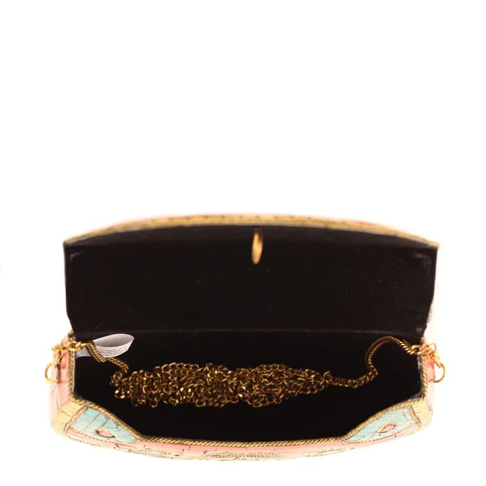CORAL AND TURQ MOSAIC CLUTCH BAG