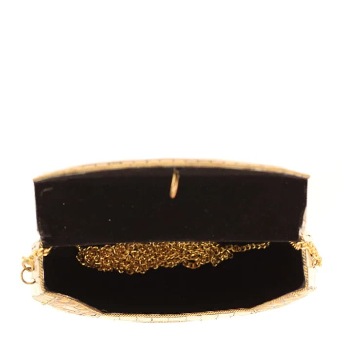 CREAM MOSAIC CLUTCH BAG