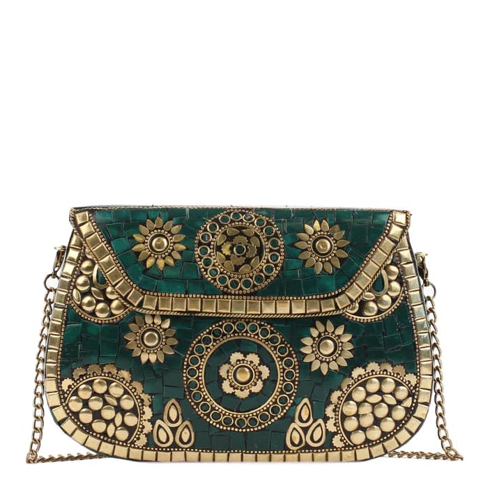 EMERALD MOSAIC CLUTCH BAG