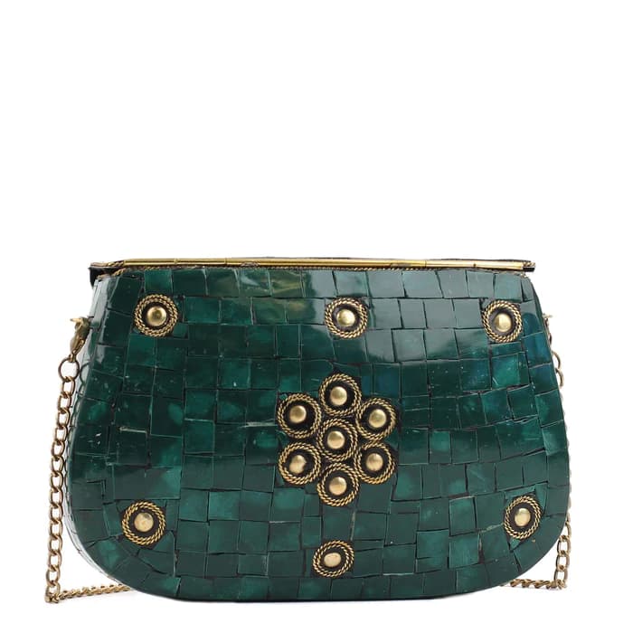 EMERALD MOSAIC CLUTCH BAG