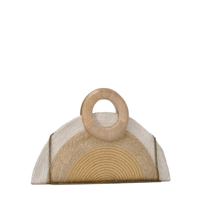 NATURAL HALF MOON SHAPE CLUTCH BAG
