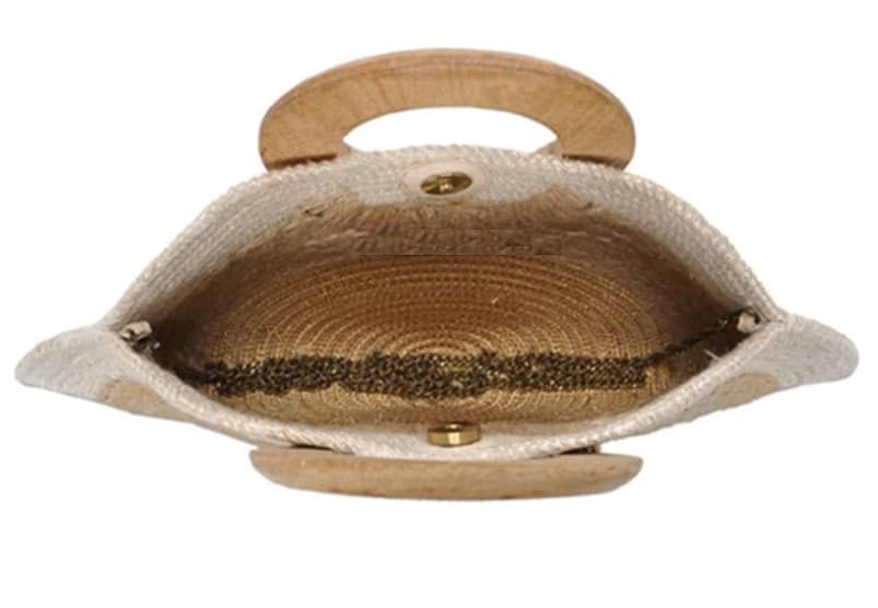 NATURAL HALF MOON SHAPE CLUTCH BAG
