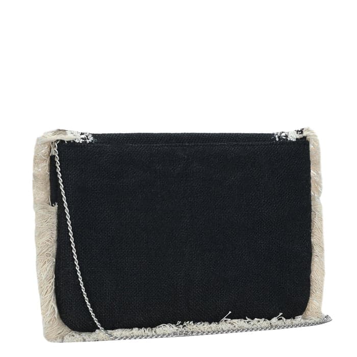 BOHO EMBELLISHED CLUTCH WITH FRINGES