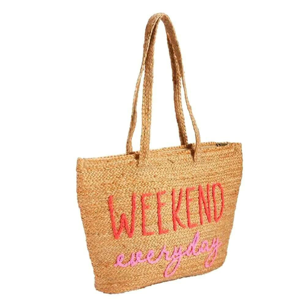 WEEKEND EVERYDAY NATURAL JUTE BEACH BAG