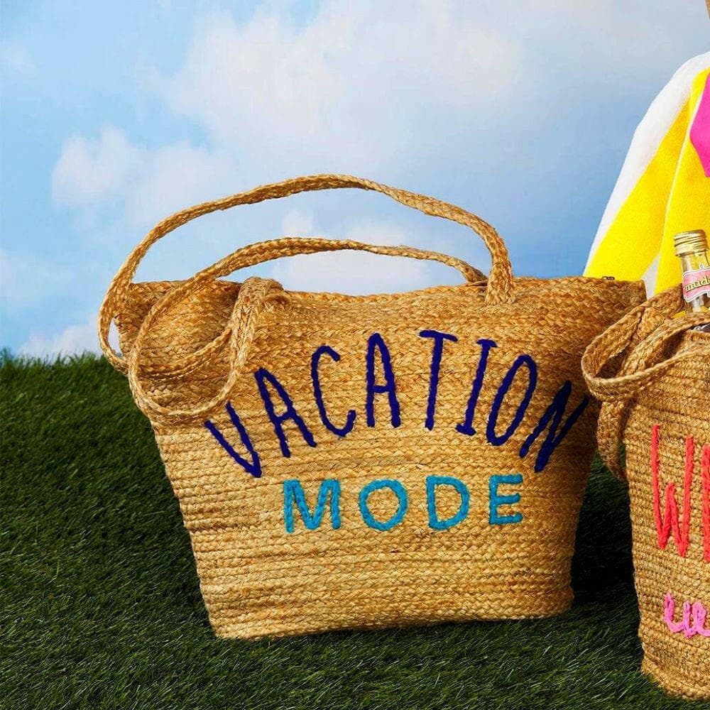 VACATION MODE NATURAL JUTE BEACH BAG