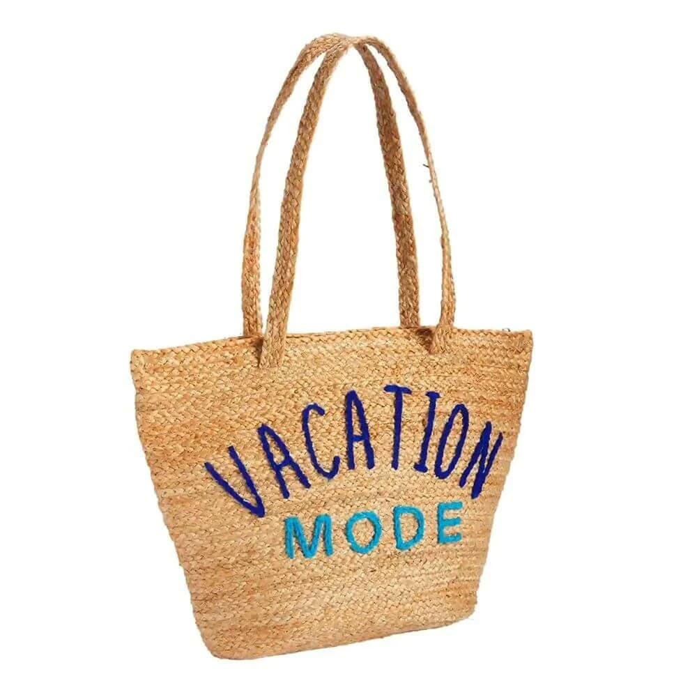 VACATION MODE NATURAL JUTE BEACH BAG