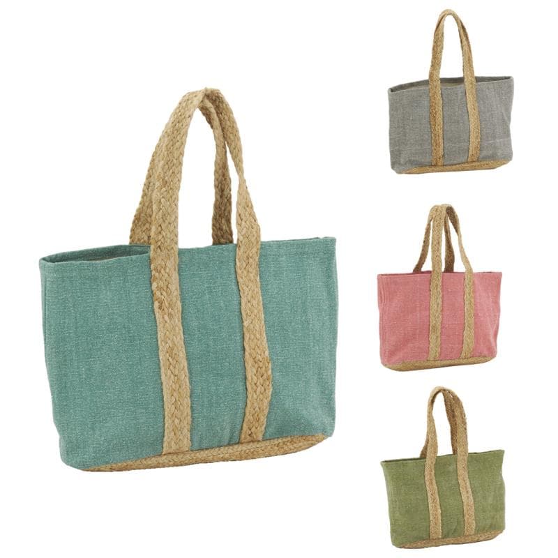 COTTON TOTE BAG WITH JUTE STRAP