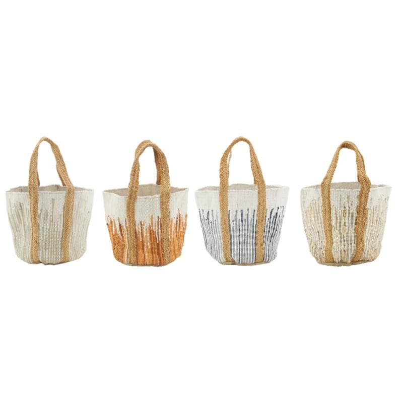 COTTON LOOP TWO TONE TOTE BAG WITH JUTE STRAP