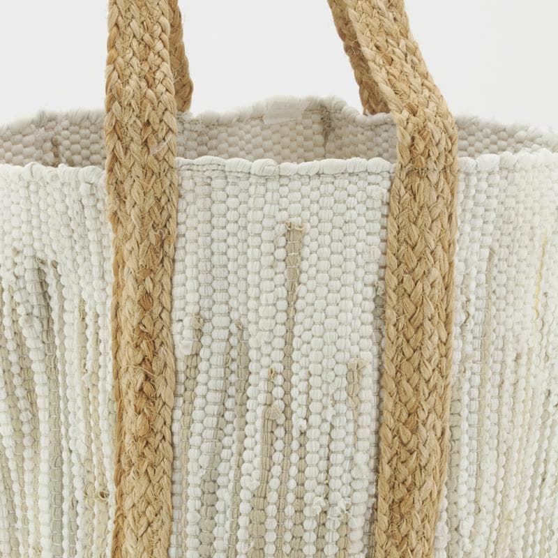COTTON LOOP TWO TONE TOTE BAG WITH JUTE STRAP