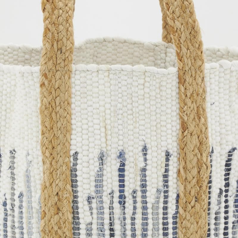 COTTON LOOP TWO TONE TOTE BAG WITH JUTE STRAP