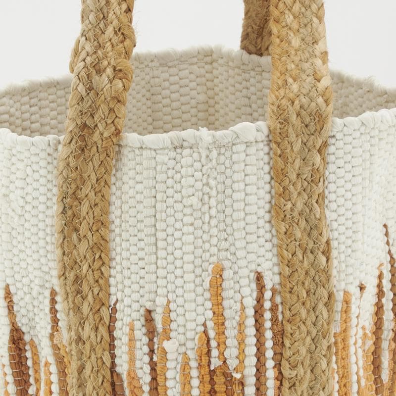 COTTON LOOP TWO TONE TOTE BAG WITH JUTE STRAP
