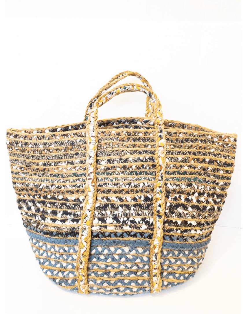 CHINDI AND JUTE BRAIDED TOTE BAG
