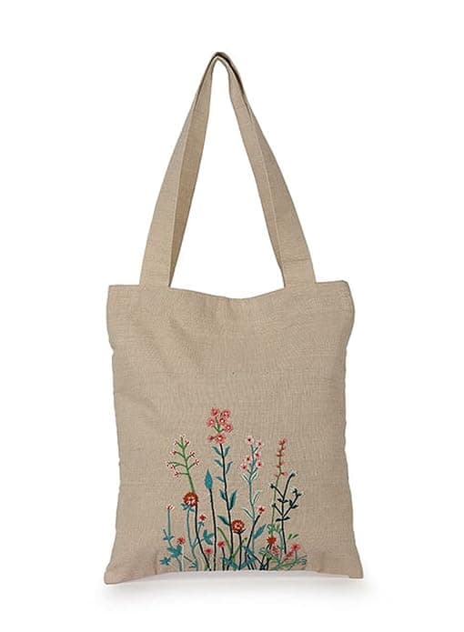 COTTON TOTE BAG WITH SMALL FLOWER DETAILING