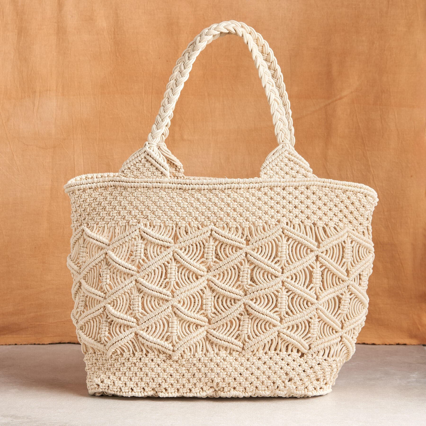 COTTON MACRAME TOTE BAG