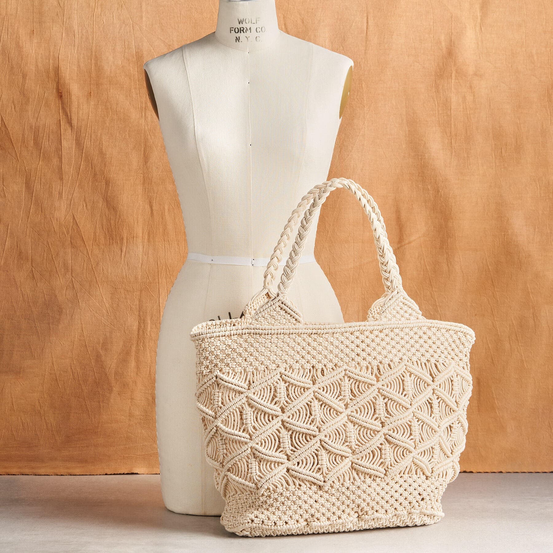 COTTON MACRAME TOTE BAG