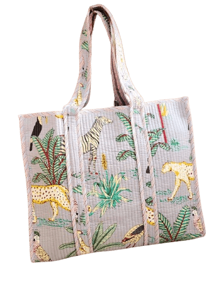 BLUE HANDMADE QUILTED TOTE BAG