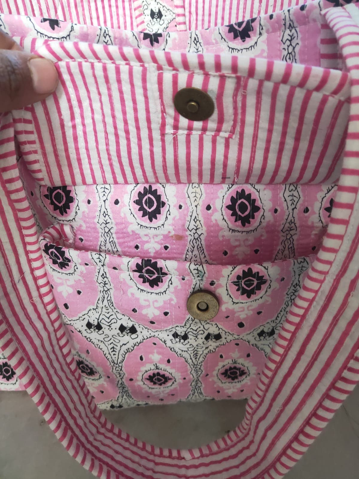 PINK HANDMADE QUILTED TOTE BAG