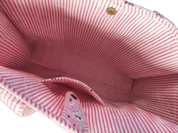 PINK HANDMADE QUILTED TOTE BAG