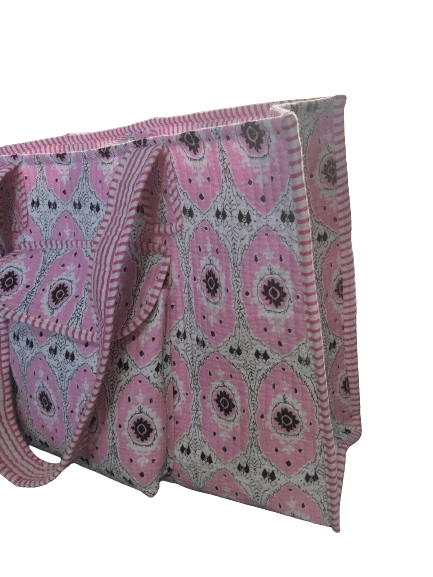PINK HANDMADE QUILTED TOTE BAG