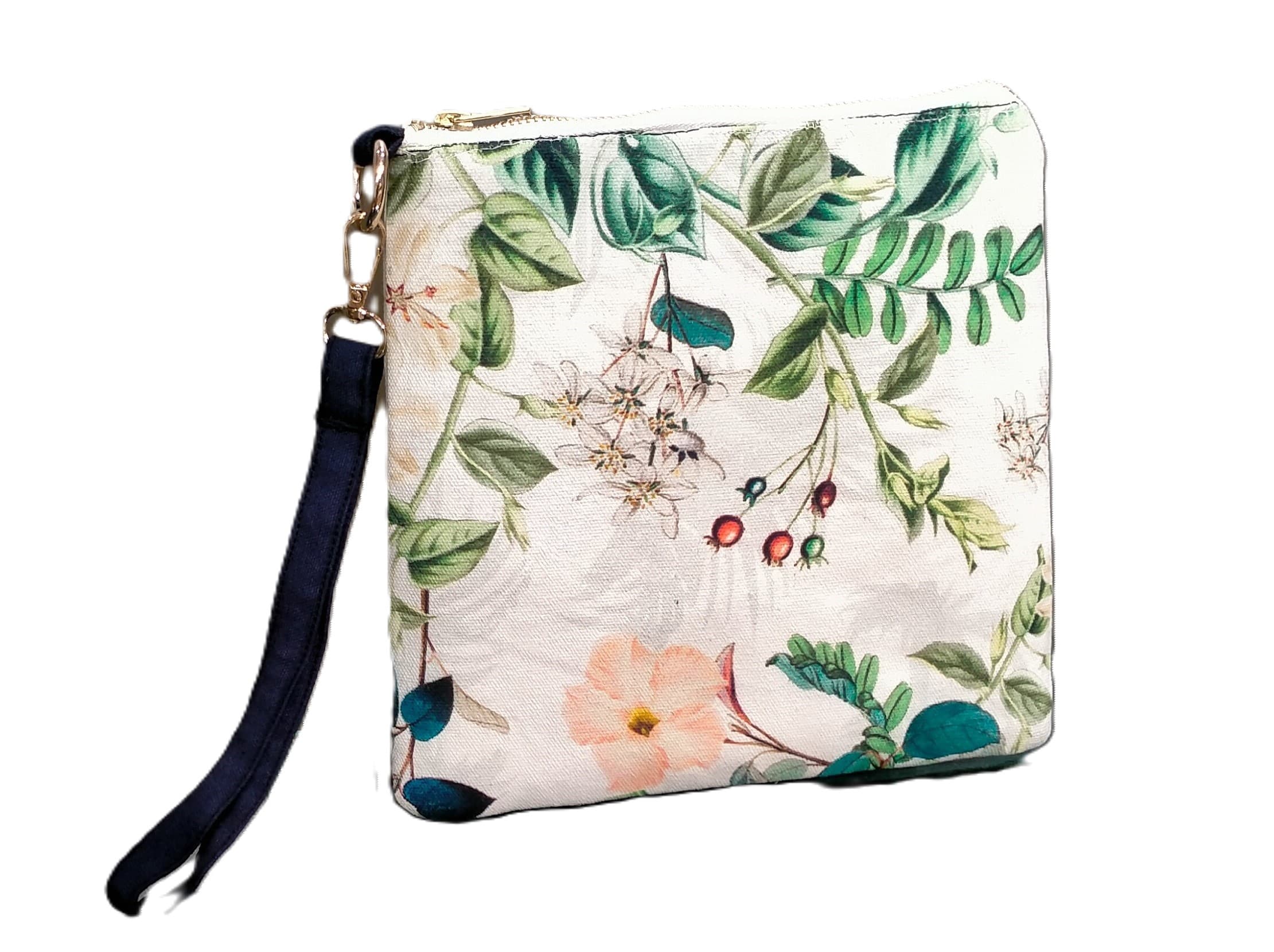 WHITE FLORAL PRINT CLUTCH BAG