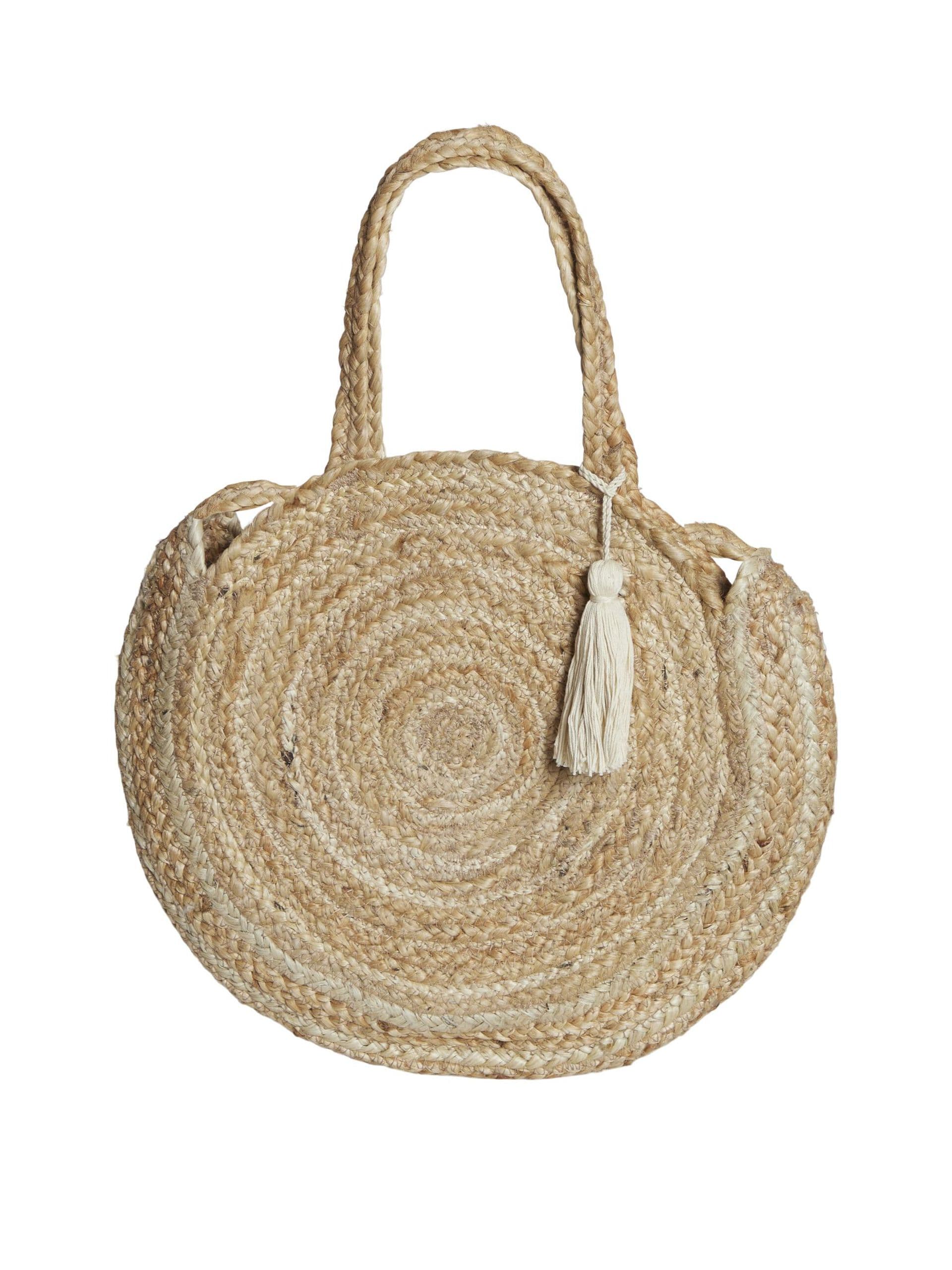 NATURAL ROUND JUTE BEACH BAG