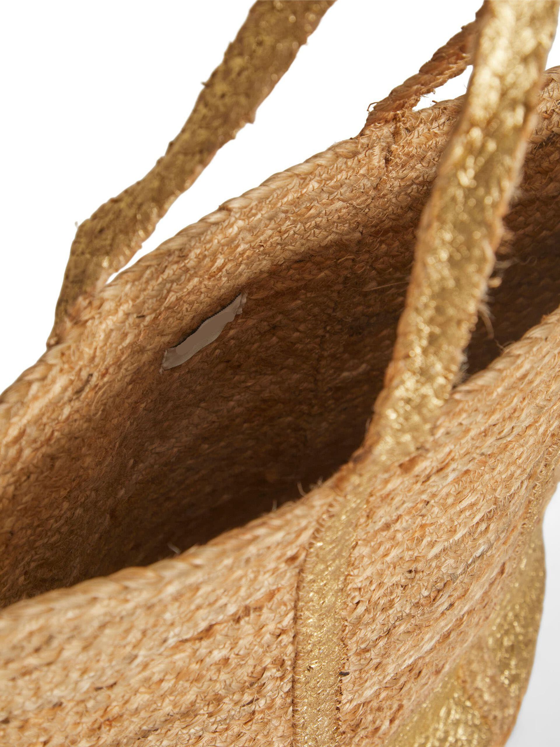 NATURAL AND GOLDEN BRAIDED JUTE BEACH BAG