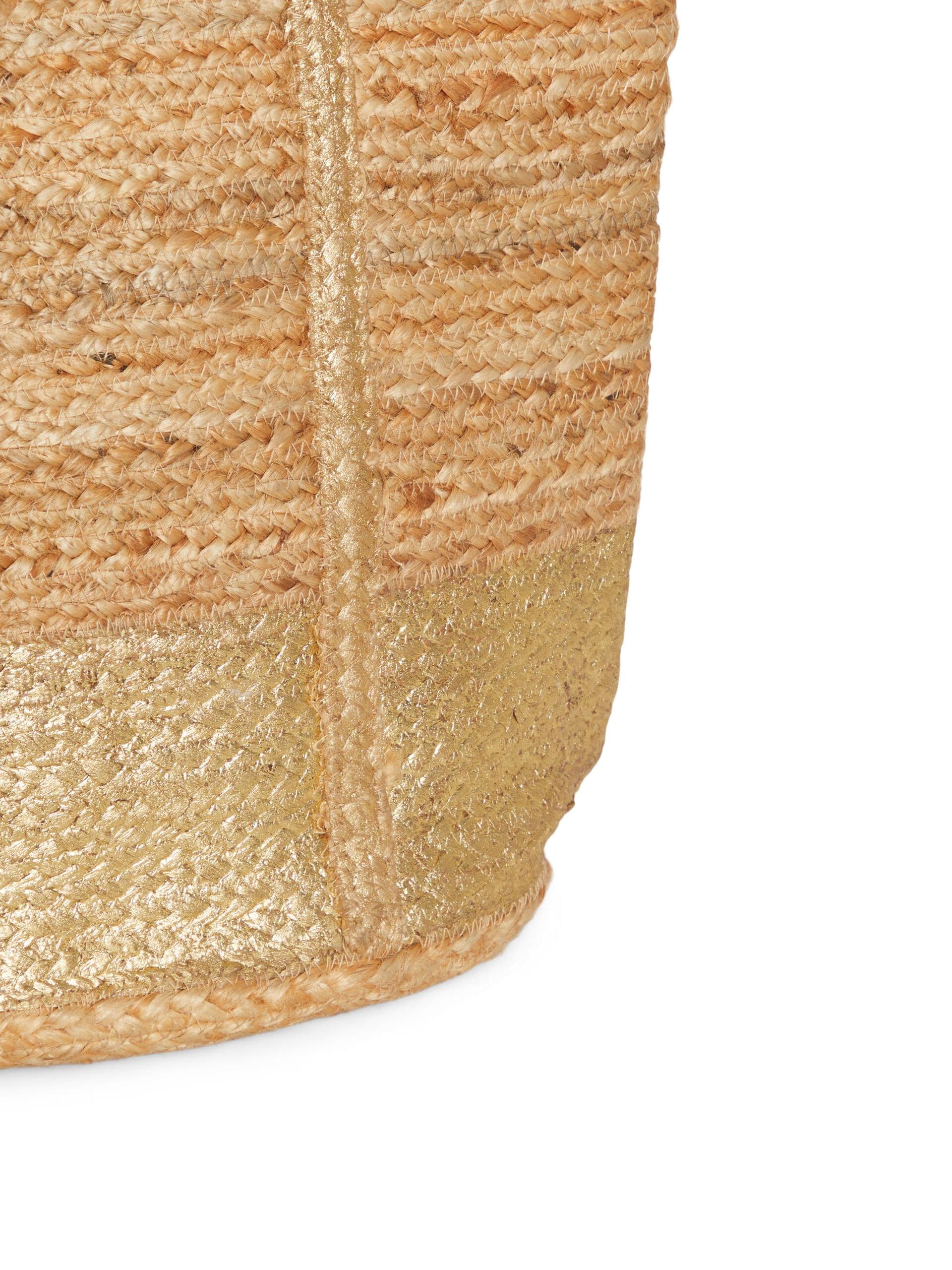 NATURAL AND GOLDEN BRAIDED JUTE BEACH BAG